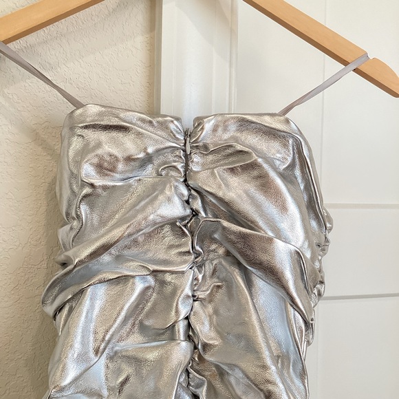 Anthropologie Soleil Magic Fabric Ruched Strapless Dress Metallic NEW - Picture 13 of 16